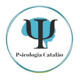 logotipo com cérebro azul e símbolo da psicolgia, com o nome Psicologia Catalão